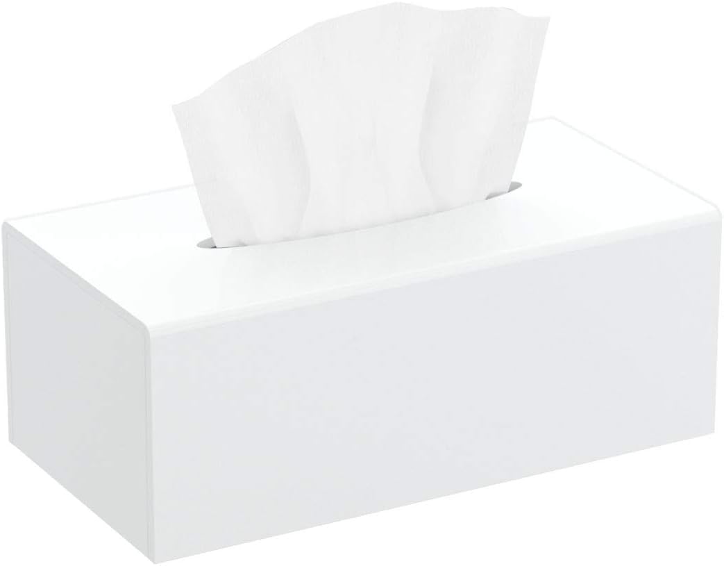 HIIMIEI White Acrylic Tissue Box Cover | Magnetic Napkin Dispenser