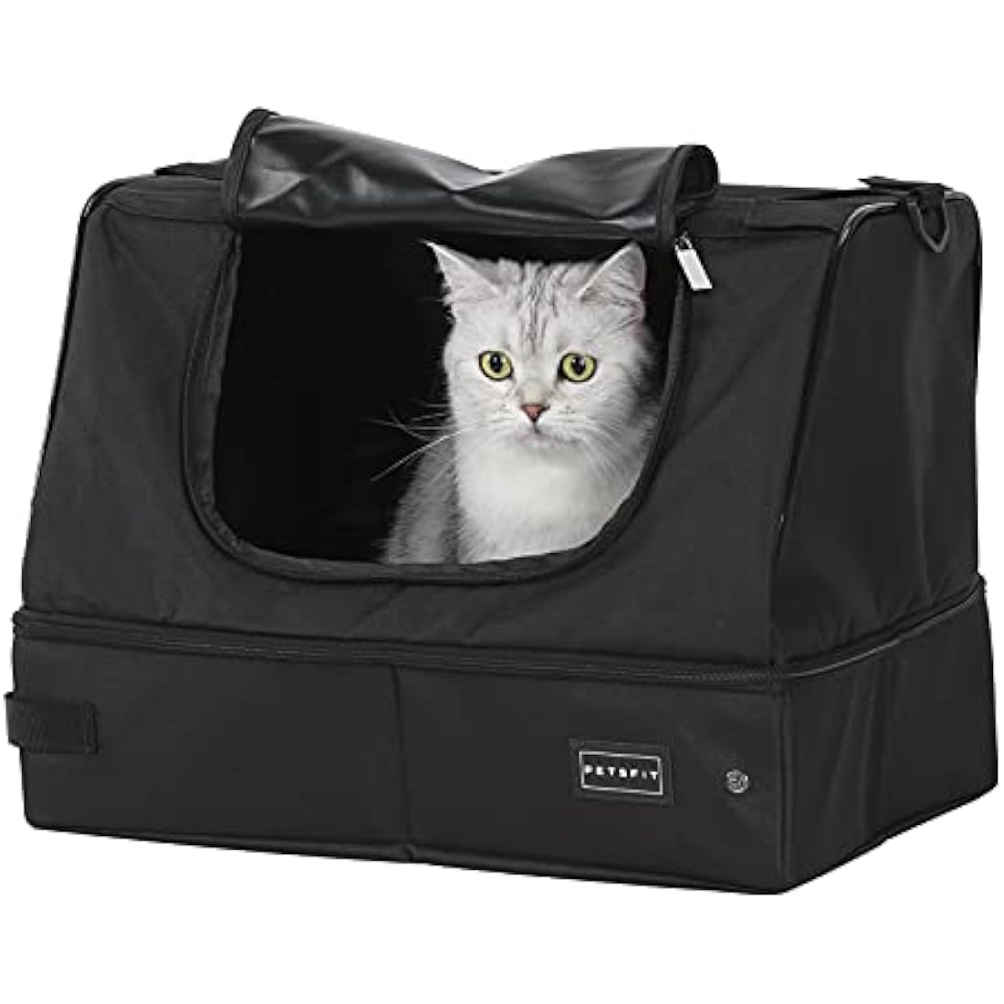 Petsfit Portable Cat Litter Box – Leak-Proof Collapsible Travel Box, Black