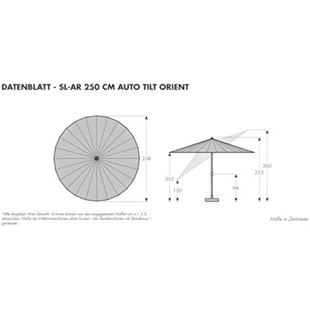 Doppler Asia Look SL-AZ Garden Parasol – 250cm Aluminium Crank Umbrella