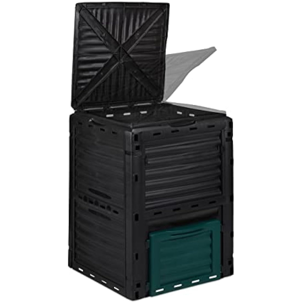 Relaxdays 230L Thermal Composter – Black Plastic Garden Waste Bin