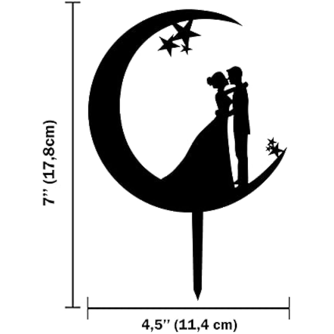 Jolof Store Wedding Cake Topper – Black Acrylic Moon Silhouette