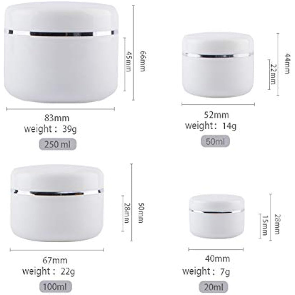 Jolof Store 100ml White Plastic Cosmetic Jars with Lids – 6 Pack