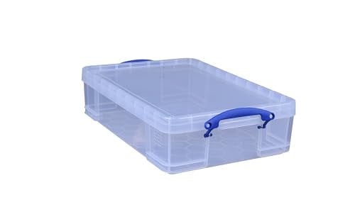 Really Useful Box 24.5L Clear Plastic Storage Bins - Pack of 4