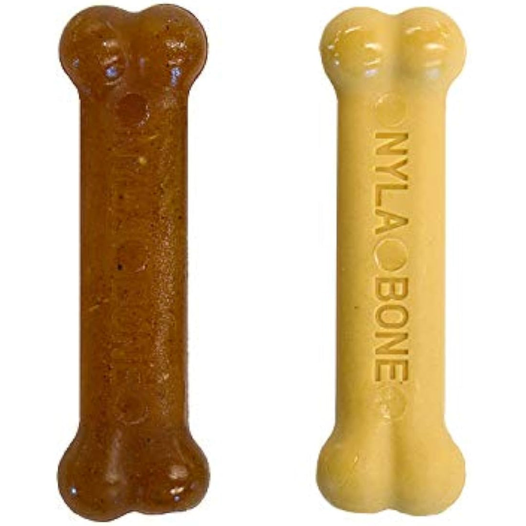 Nylabone Puppy Teething Chew Toy Bones | Chicken & Peanut Butter | 2-Pack