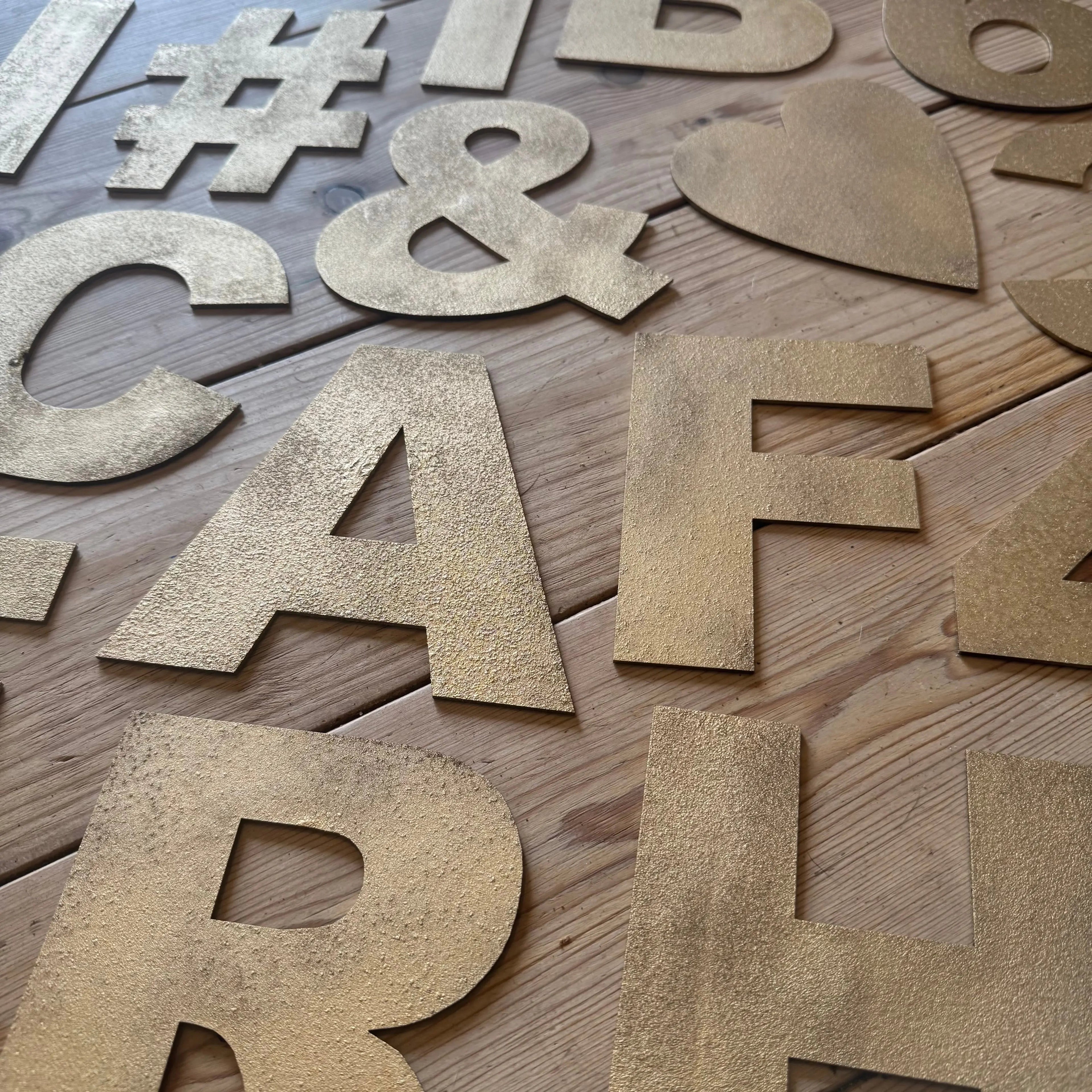 Rustic Warehouse Gold Metal Alphabet Letters – Vintage Fat Font Signage