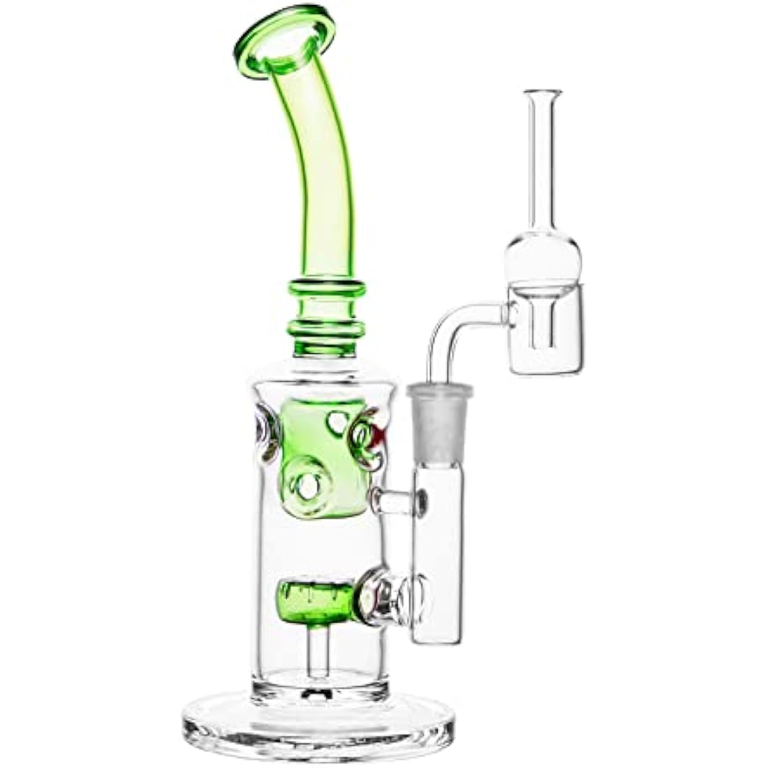 8" Glass Honeycomb Bong – Dab Rig with Quartz Banger (Green)