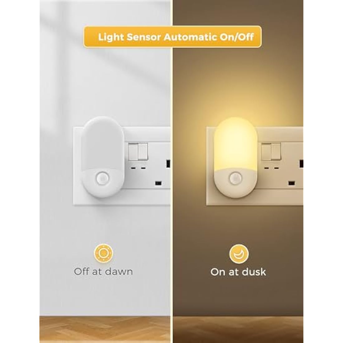 LOHAS-LED Night Light | Dusk to Dawn Sensor | 3000K Warm White 2-Pack