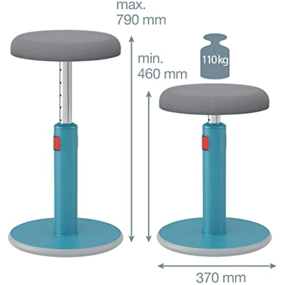 Leitz Ergo Cosy Active Sit Stand Stool - Height Adjustable Calm Blue