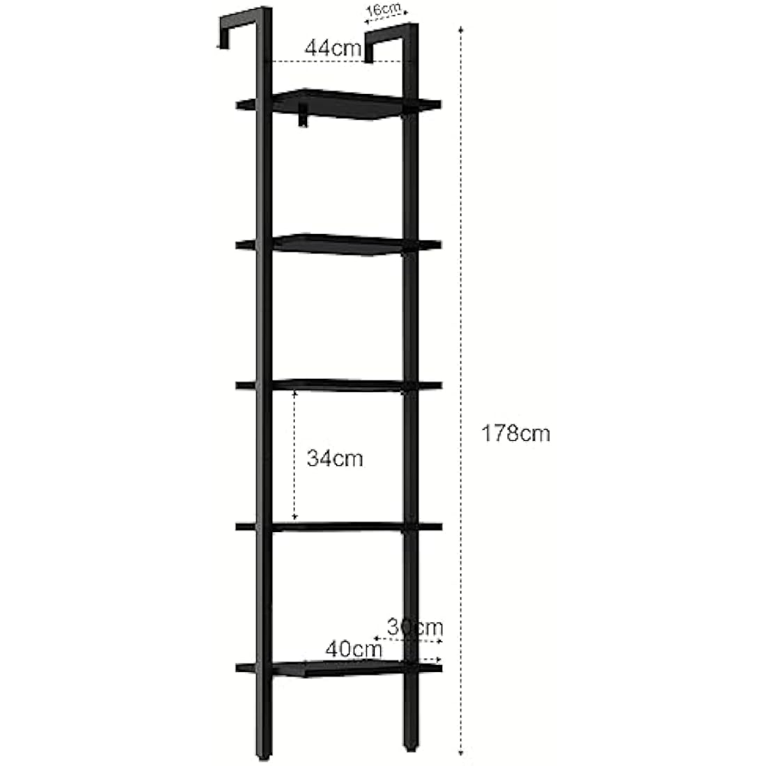 YMYNY 5-Tier Wall Mounted Ladder Shelf – Industrial Metal Bookcase Rack