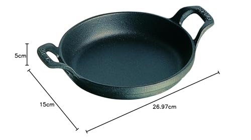 Staub Round Cast Iron Oven Dish – 16cm Matte Black Induction Safe