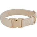 YUDOTE Cotton Corduroy Dog Collar for Sensitive Skin - Creamy White, Medium