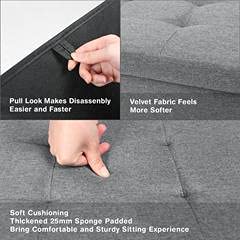 BRIAN & DANY Folding Linen Storage Ottoman Bench – Gray, 76x38x38cm