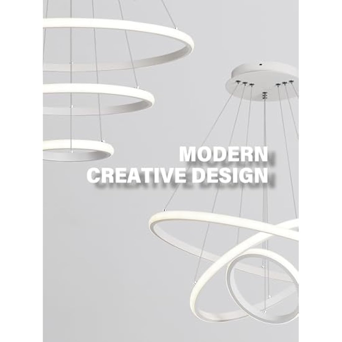 KAUCQI 3-Ring LED Chandelier | Dimmable Modern Pendant Light for Kitchen