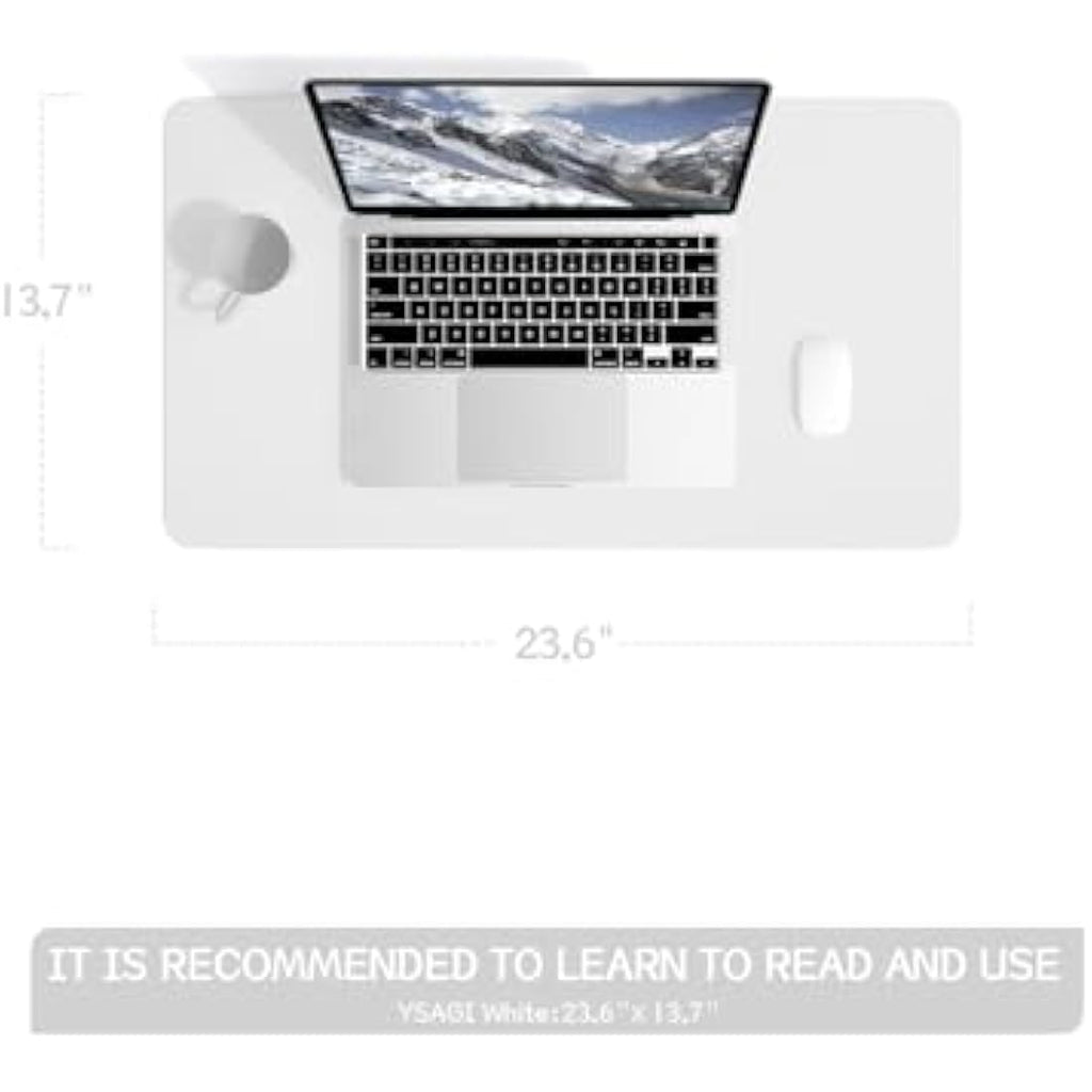 YSAGi PVC Leather Desk Pad – Waterproof Non-Slip Writing Mat, White