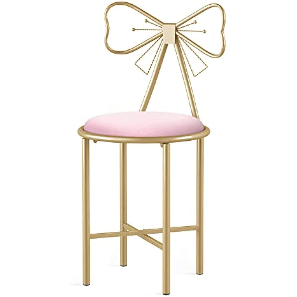 Pink Velvet Butterfly Vanity Chair – Glam Makeup Stool