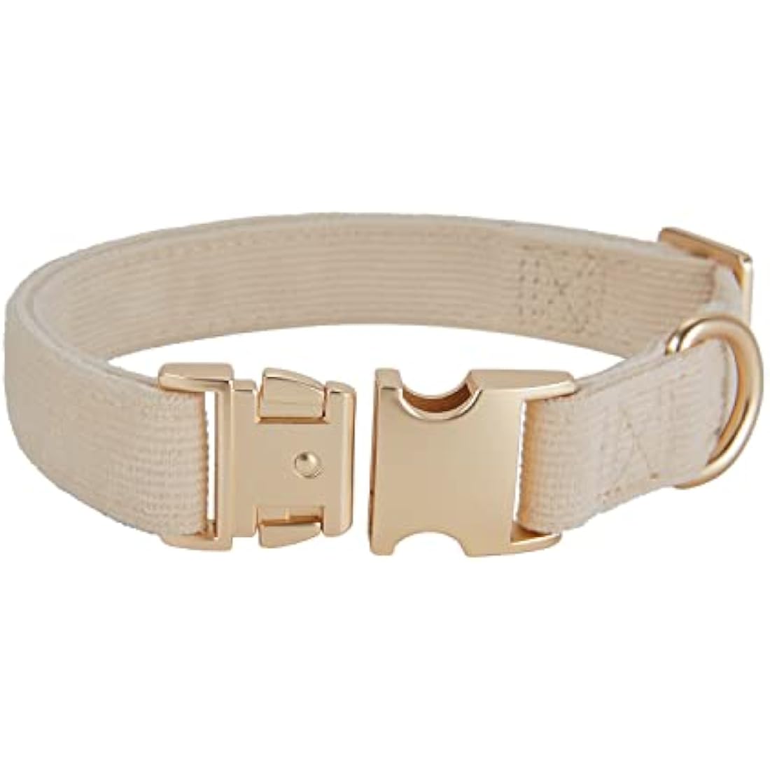 YUDOTE Cotton Corduroy Dog Collar for Sensitive Skin - Creamy White