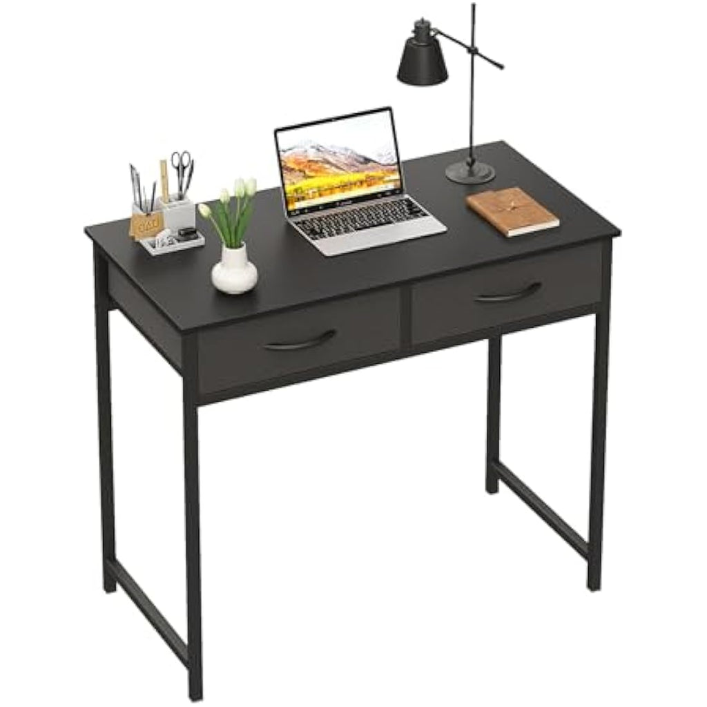 WOHOMO 31.5" Small Computer Desk with Drawers | Black Vanity Table