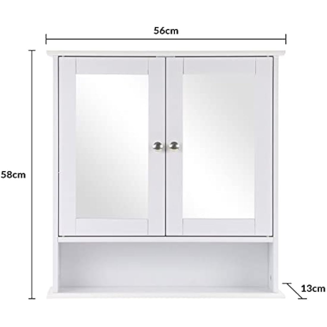 Taylor & Brown White Double Mirrored Door Bathroom Wall Cabinet