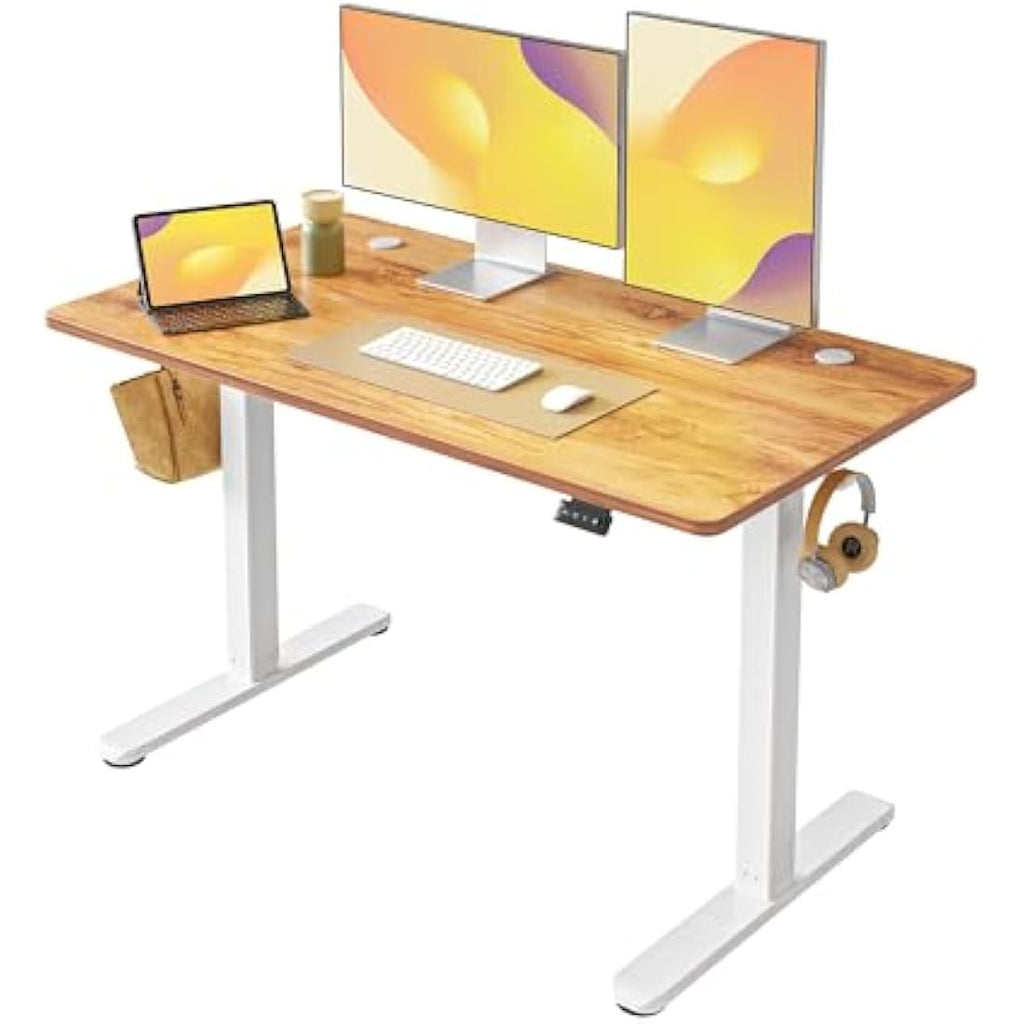 FEZIBO Electric Standing Desk | 60x120cm Light Brown Wood Grain