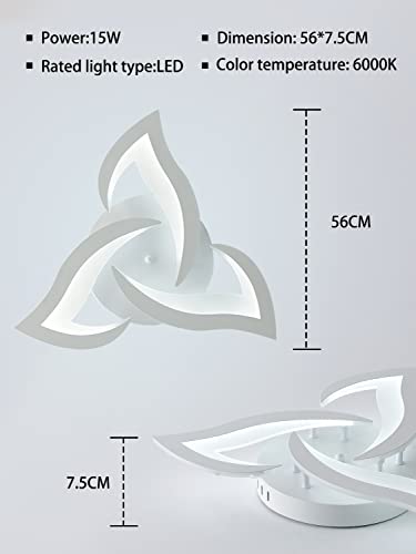 KAUCQI Modern Petal LED Ceiling Light | 56cm 15W 6000K Kids Room Lamp