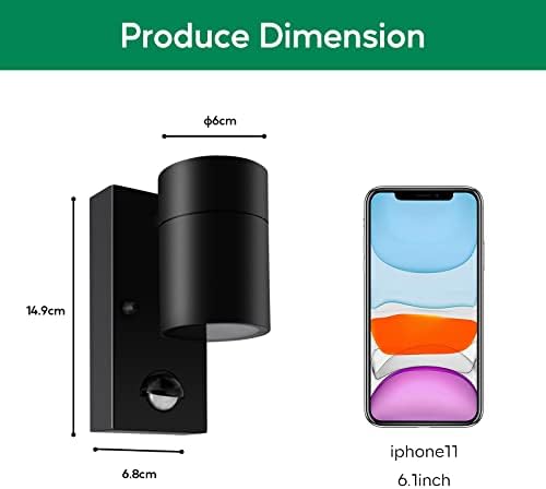 Jolof Store Outdoor Motion Sensor Wall Lights | IP44 Black Stainless Steel – 2 Pack