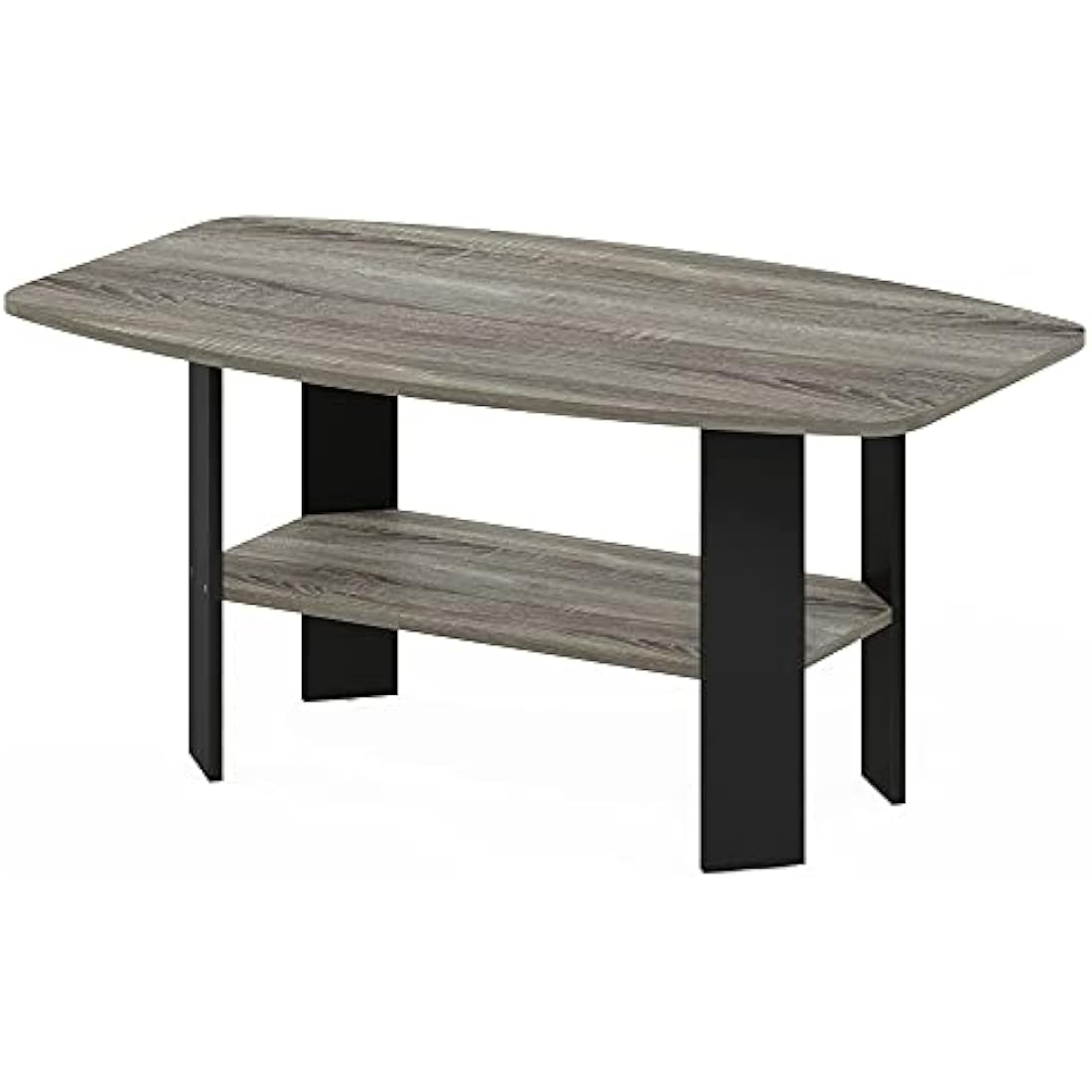 Furinno Simple Design Coffee Table | French Oak & Black Side Table