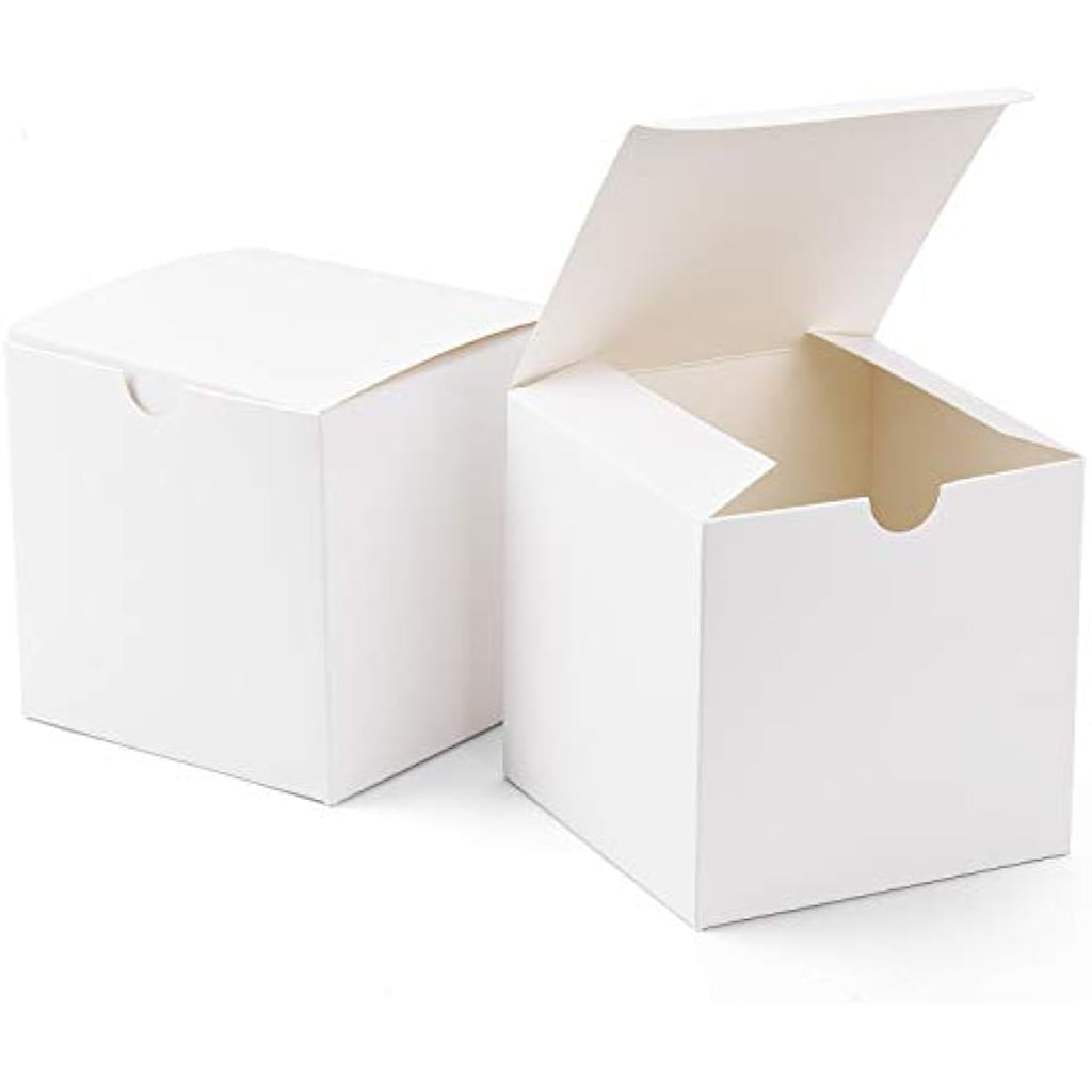 Switory White Kraft Paper Gift Boxes - 50 Pack 4x4x4" Cupcake Boxes