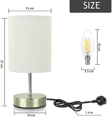 HSLighting Touch Control Bedside Lamps | 3-Way Dimmable LED Table Lamp 2-Pack