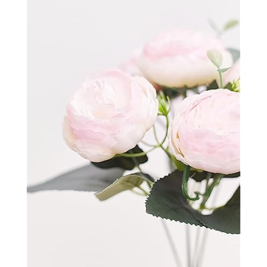 Silk Peony and Tea Rose Artificial Bouquet – Light Pink