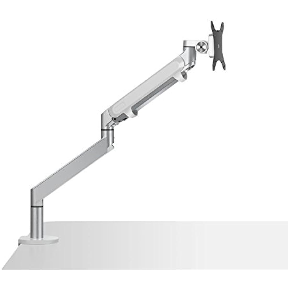 ThingyClub Single Gas Spring Monitor Arm | 10-27" VESA Desk Mount - Silver