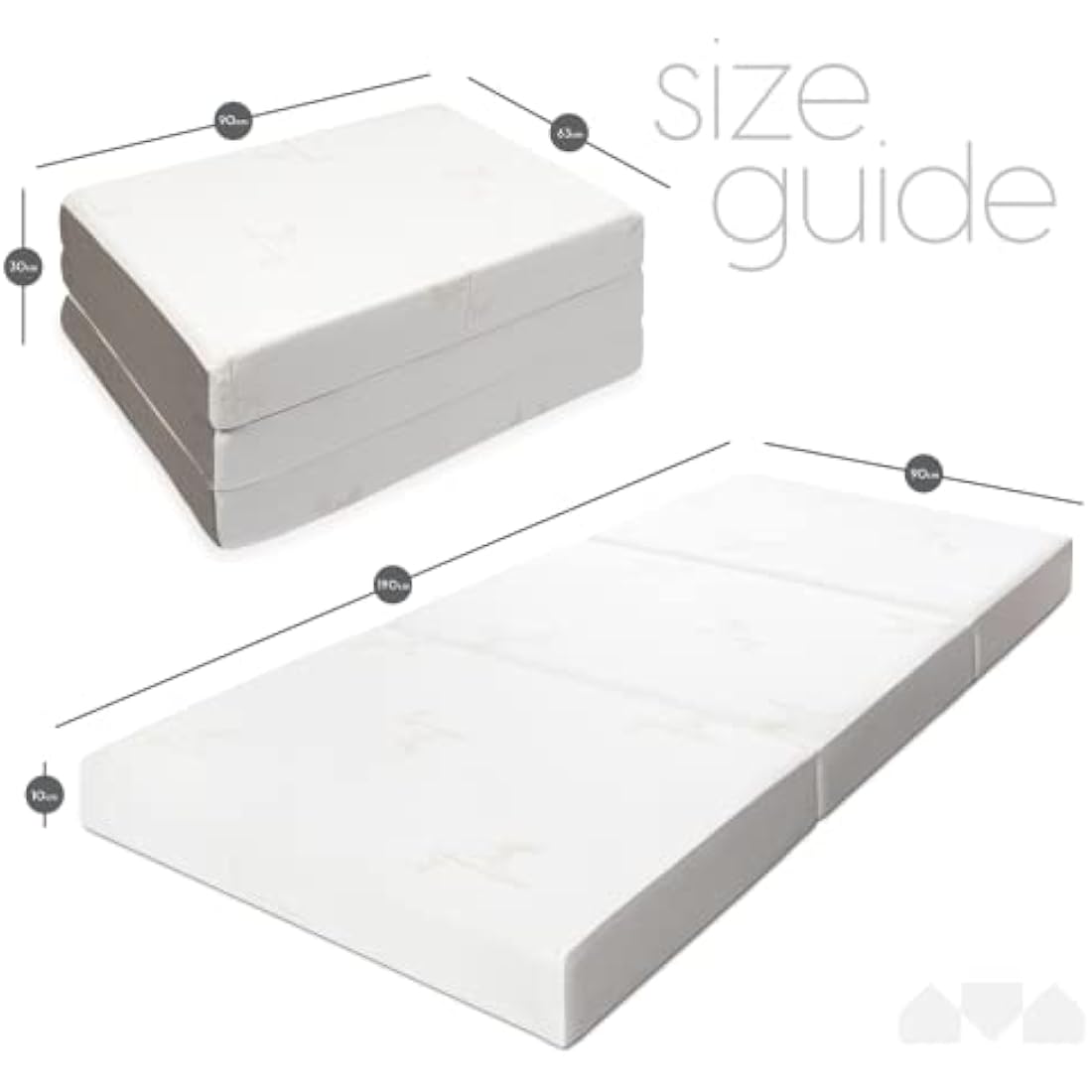 Milliard Tri-Fold Floor Futon Mattress | 10cm Thick Folding Guest Bed