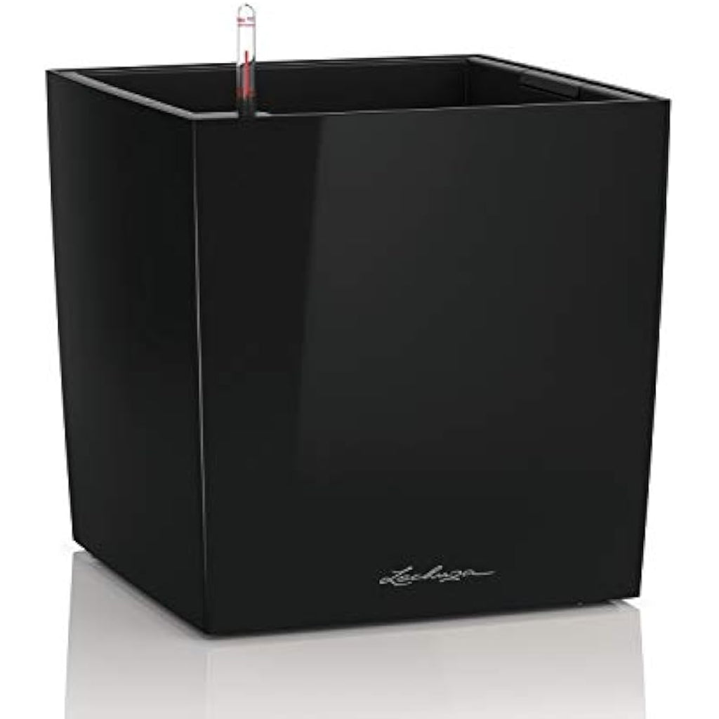 LECHUZA CUBE Premium 50 Self-Watering Planter | Black High Gloss