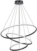 Jolof Store Modern 3-Ring LED Chandelier – Dimmable Black Acrylic Pendant