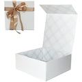Tekhoho White Magnetic Gift Box – 22x22x10cm Premium Plaid Lining