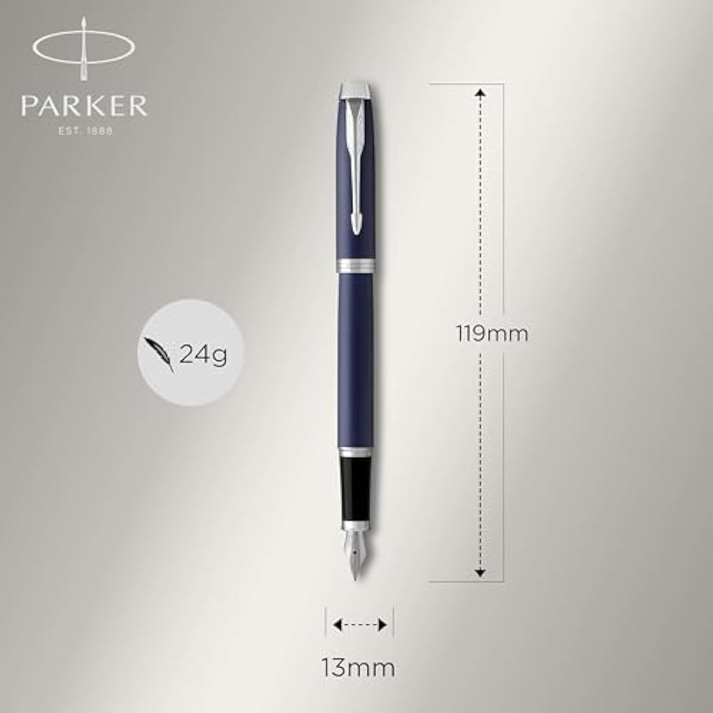 Parker IM Fountain Pen - Matte Blue, Medium Nib with Blue Ink Refill