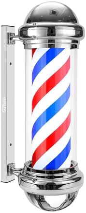 WDZD 29'' Silver Barber Pole Light | LED Rotating Wall Mount Salon Sign
