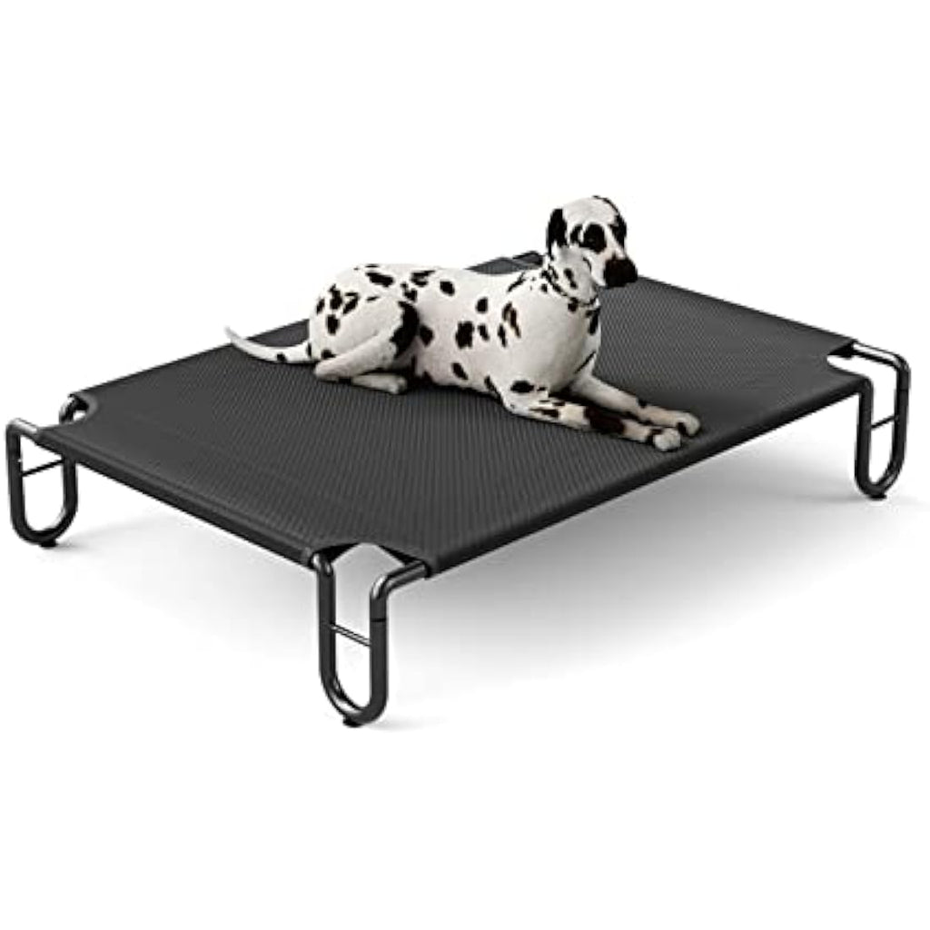 FAYDUDU Elevated Dog Bed – Large Washable Chew Resistant Pet Cot, Black