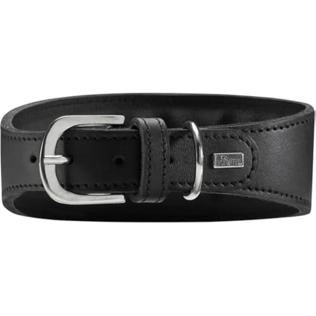 HUNTER Padded Soft Leather Greyhound Collar – Handmade Black Leather