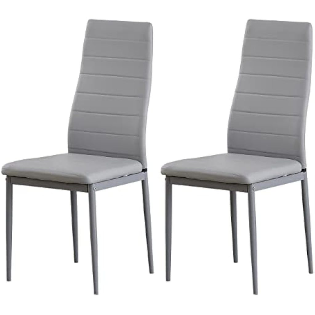 Modern Faux Leather Dining Chairs - Set of 2 Grey