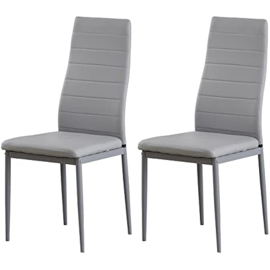 Modern Faux Leather Dining Chairs - Set of 2 Grey