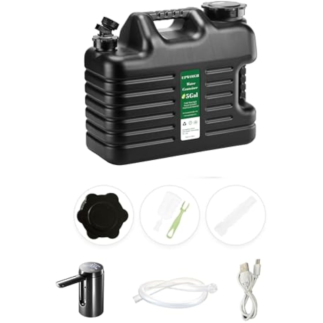 Jolof Store 5 Gallon Water Jug | Portable Rechargeable Pump – Black