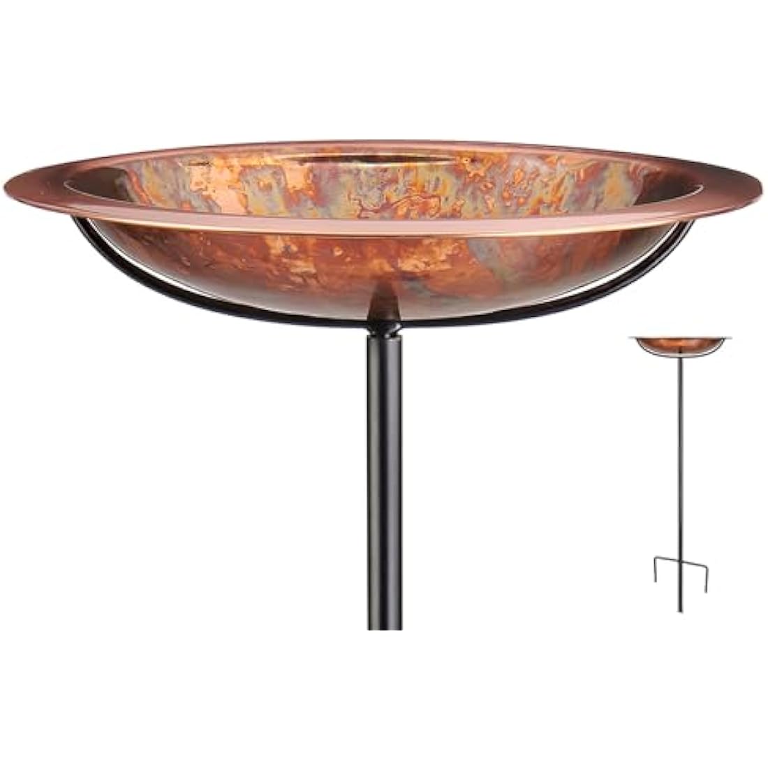 Good Directions Fired Copper Garden Bird Bath – 13" Steel Pole Stake