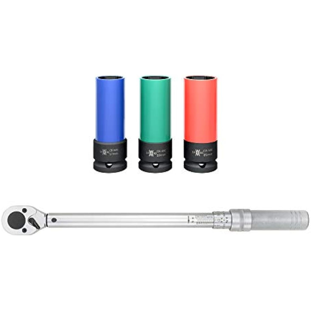 WIESEMANN 1893 Torque Wrench Set 1/2" 42-210Nm with Impact Sockets