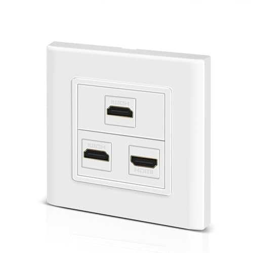 HDMI Wall Plate - 3 Port White Faceplate 4K 60Hz HDR