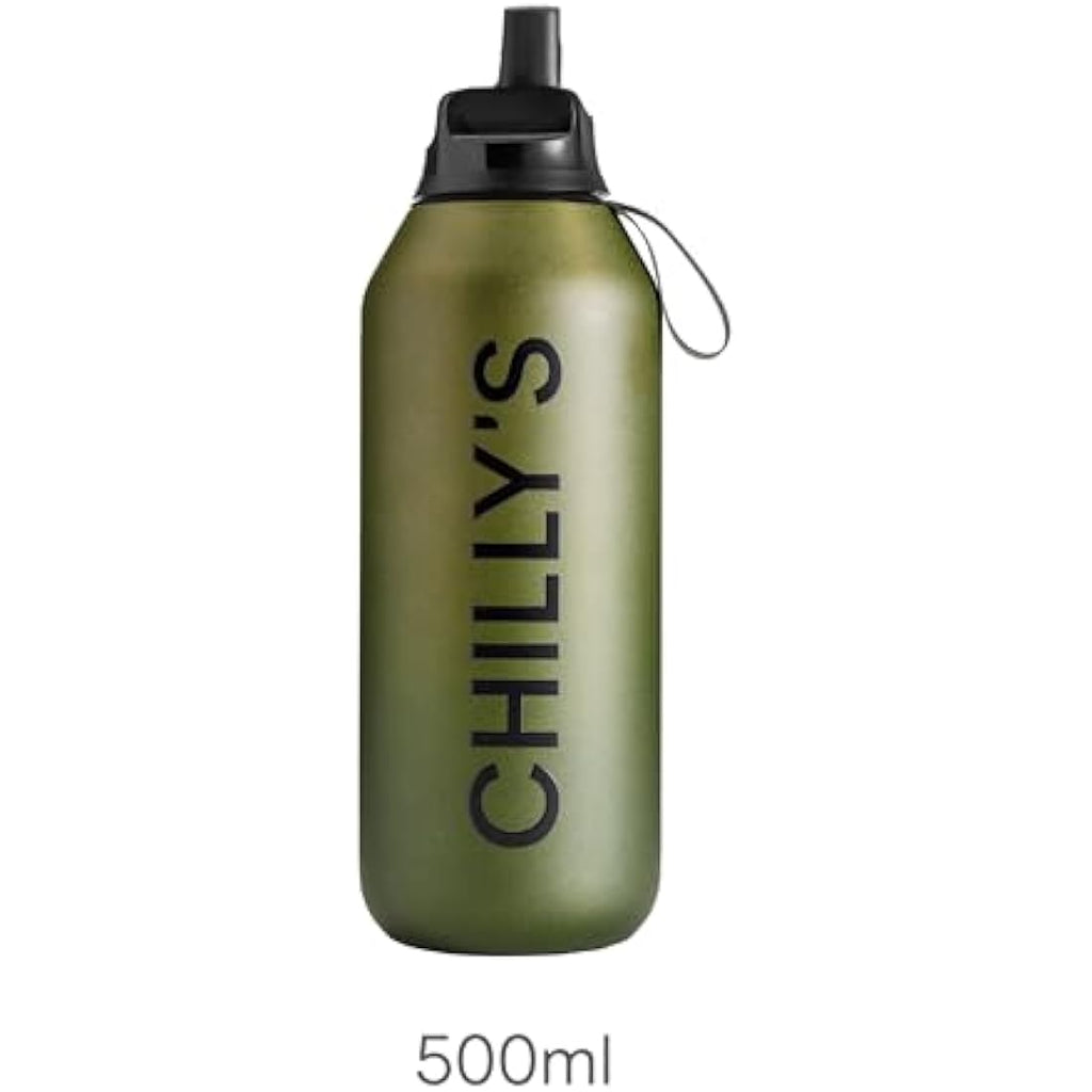 Chilly's Series 2 Flip Water Bottle – Insulated Stainless Steel, 1L