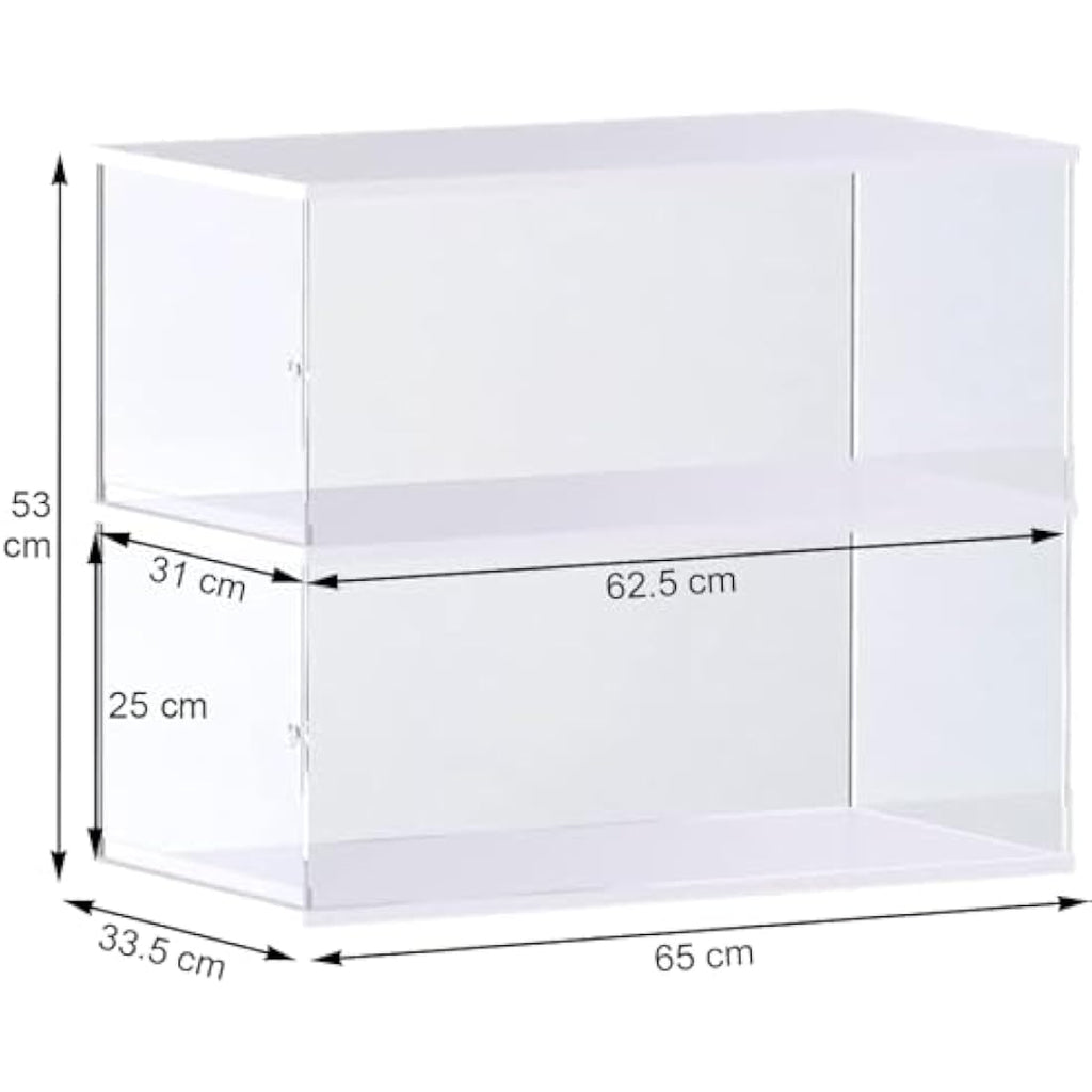 Jolof Store 2-Layer Acrylic Display Case for Lego Model Cars - White