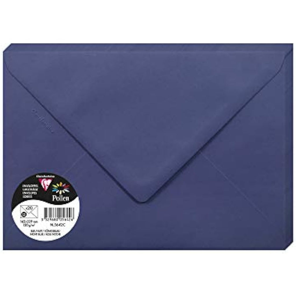 Clairefontaine Pollen C5 Envelopes - Night Blue 120gsm Paper (20 Pack)