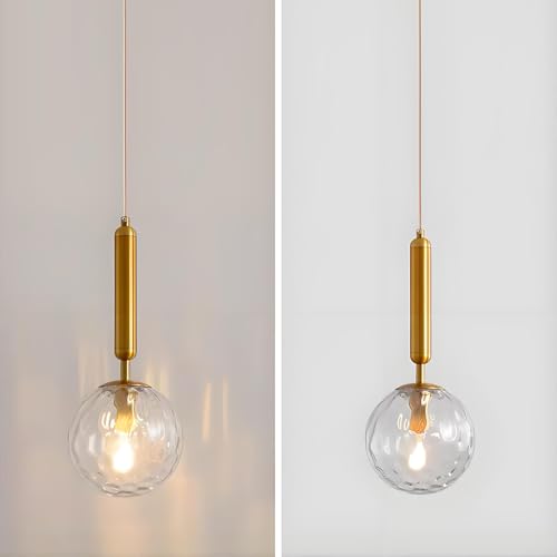LFsem Modern Glass Globe Pendant Light – Transparent Water Ripple Chandelier
