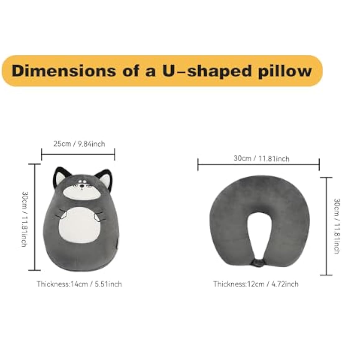 JOYRAVO Kids 2-in-1 Convertible Neck Pillow – Plush Husky Travel Pillow