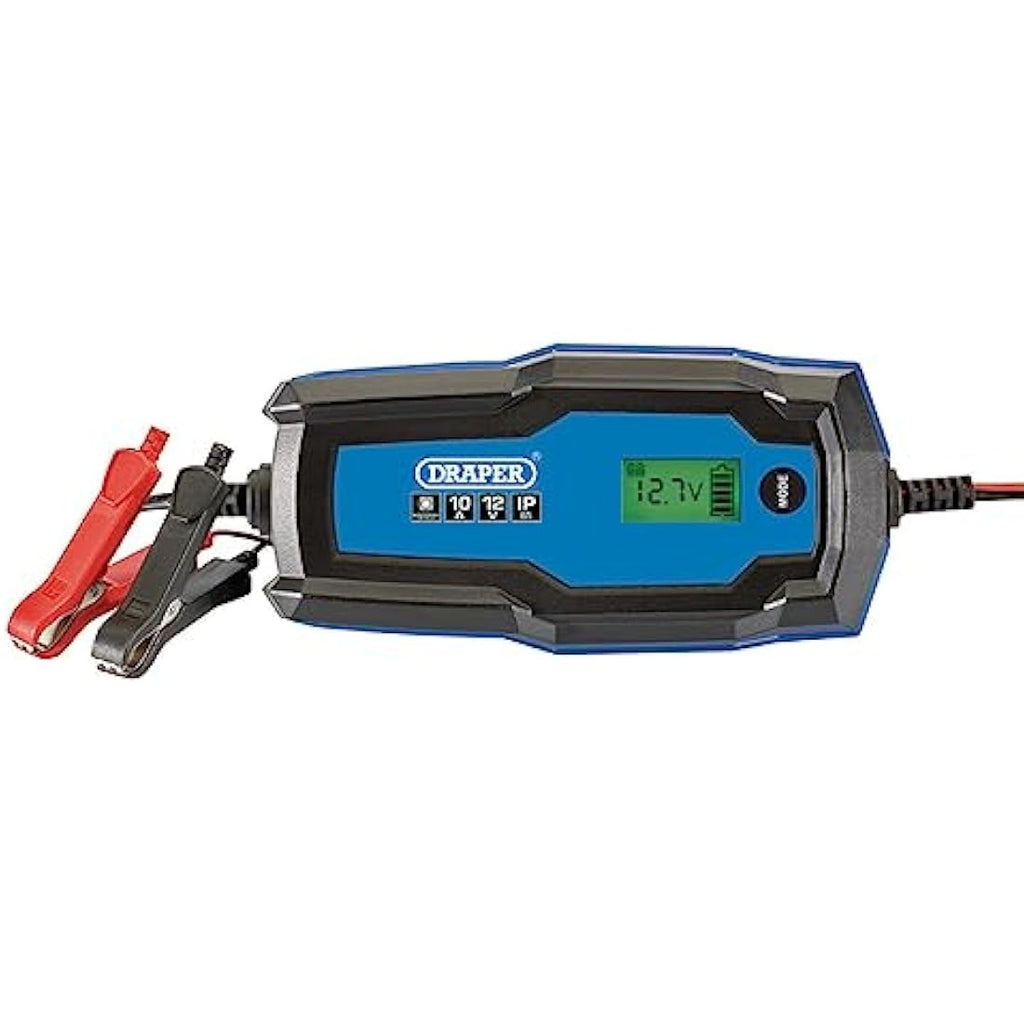 Draper 10A Smart Battery Charger & Maintainer for 12V/6V Lead-Acid